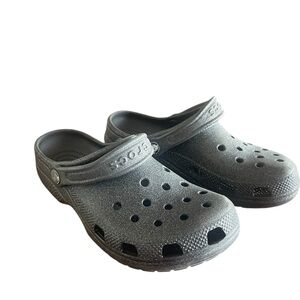 CROCS Kids' Unisex Sparkling Black Clogs Slip-On Ultra Light Size 5